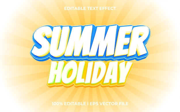 summer holiday 3d editable text effect template with 3d style use for logo and business brand