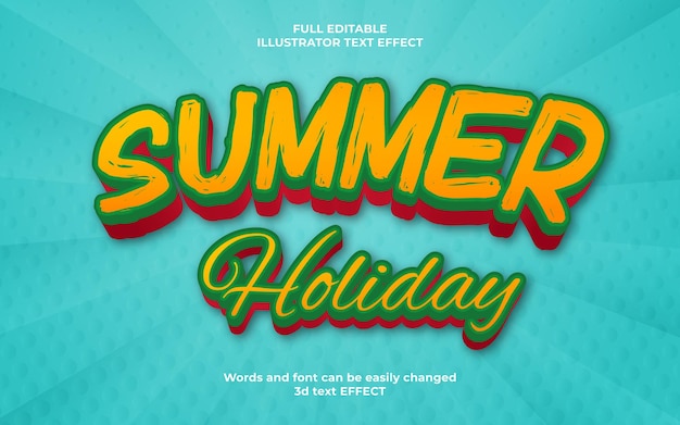 summer holiday 3d editable text effect