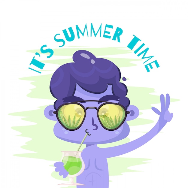 Vector summer holiday banner with men