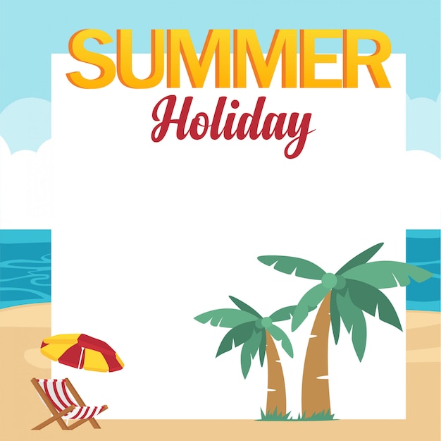 In summer holiday, blank placard design with summer on the beach