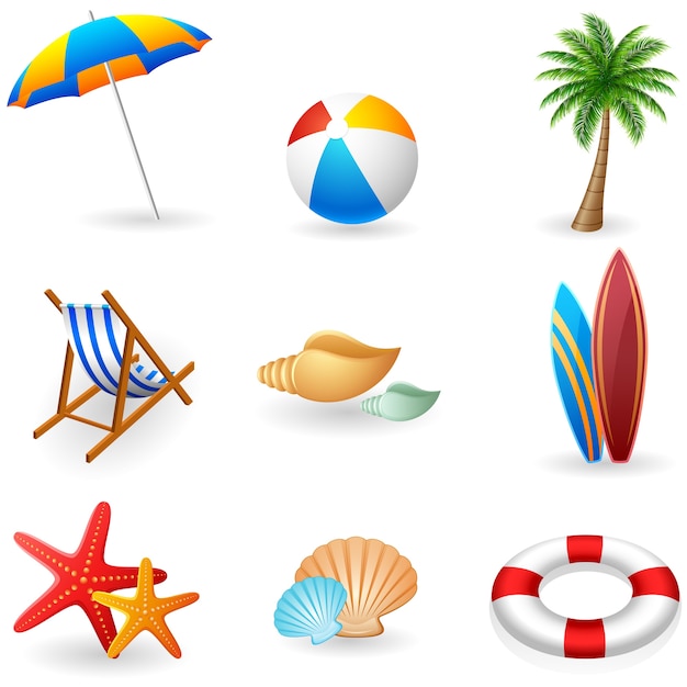 Summer holiday icons