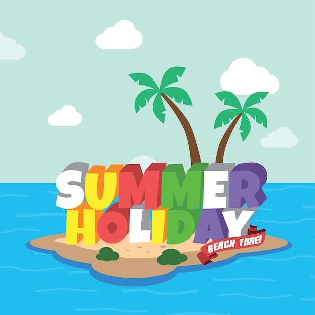 Summer holiday retro cartoon theme