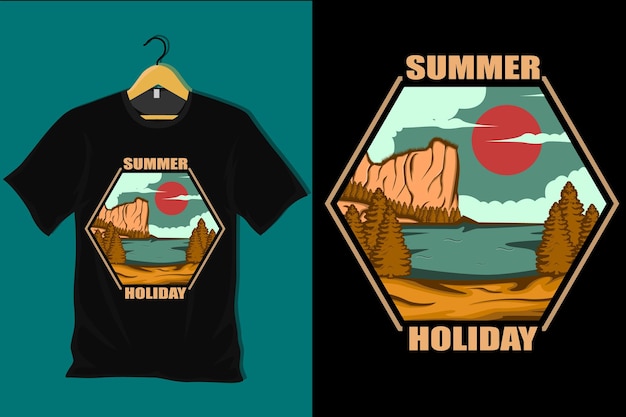 夏の休日のレトロなヴィンテージTシャツのデザイン