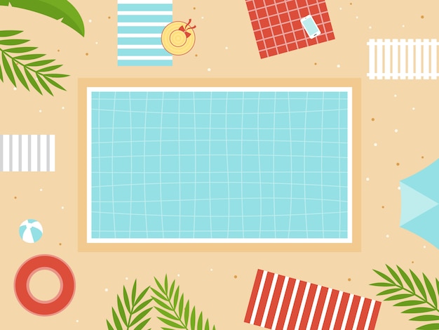 Vector summer holiday, top view swimming pool vector