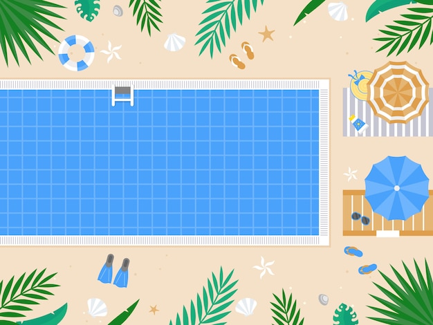 Vector summer holiday, top view swimming pool vector