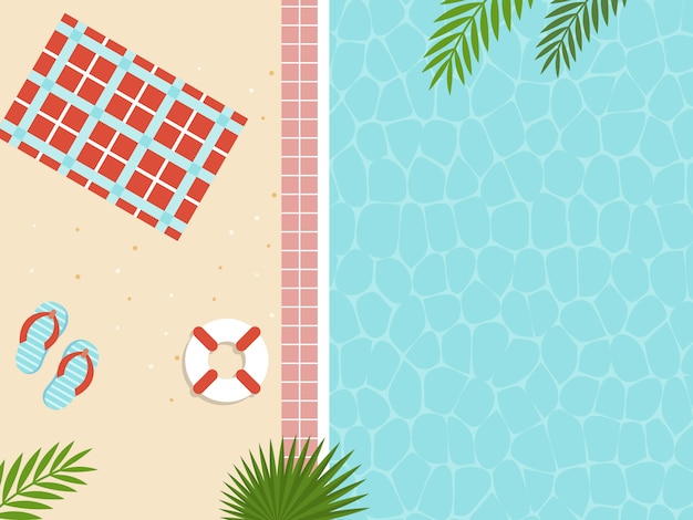 Summer holiday, top view swimming pool vector