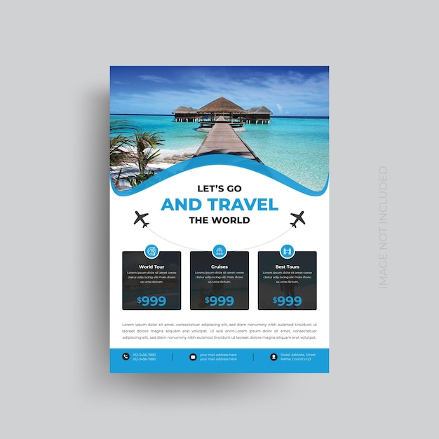 summer holiday travel and tourism flyer brochure template flyer design set with beach view