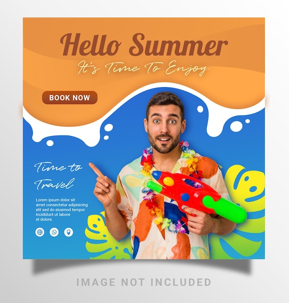 Vacanze estive vacanze e viaggi instagram post social media banner template