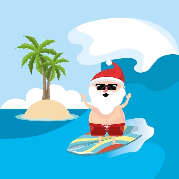 Vector summer holiday vacation with santa claus