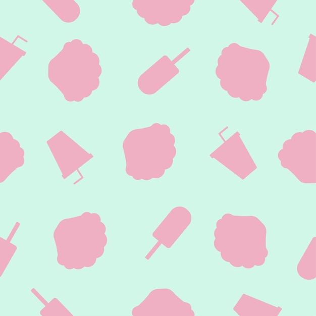 Summer holiday vector ice cream and drinks pattern