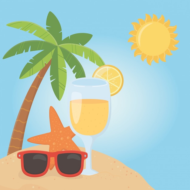 Vector summer holiday with beach scene