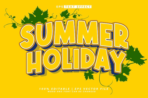 Vector summer holidays 3d editable text