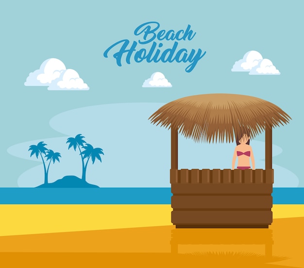 Summer holidays on beach poster