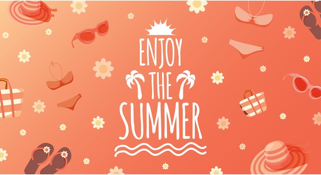 Vector summer holidays bright banner with text