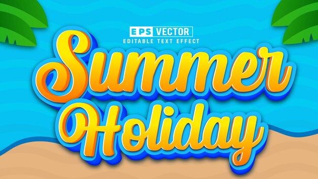 Vector summer holidays editable text effect vector 3d style