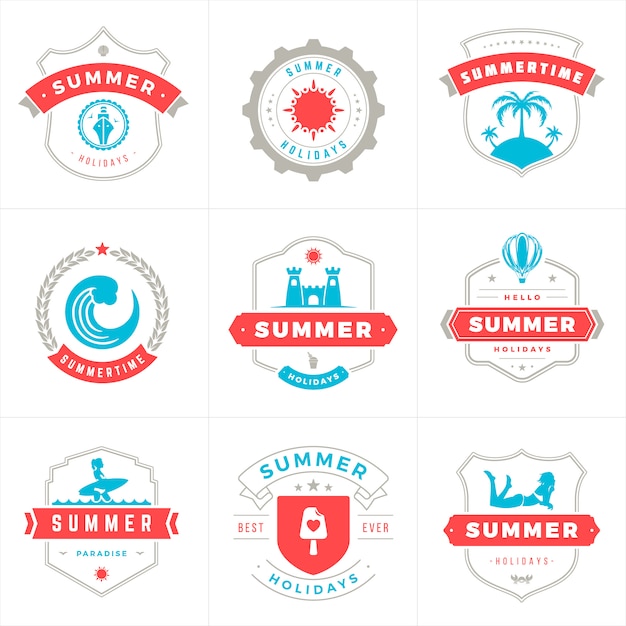 Vector summer holidays labels and badges typography vector design