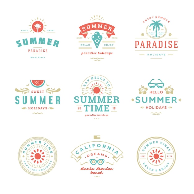 Summer holidays labels and badges