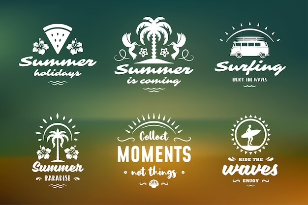 Summer holidays logos and badges set