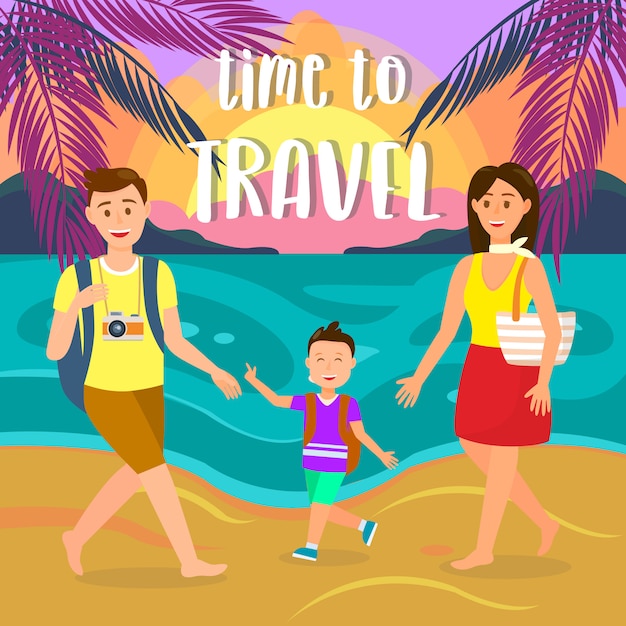 Summer Holidays on Sea Resort Vector Postcard.