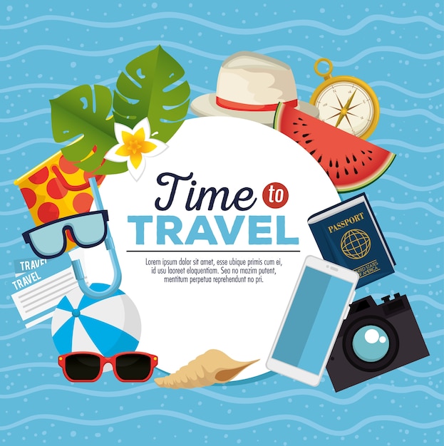 Vector summer holidays set icons