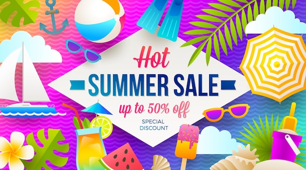 Summer holidays and travel sale promotion banner