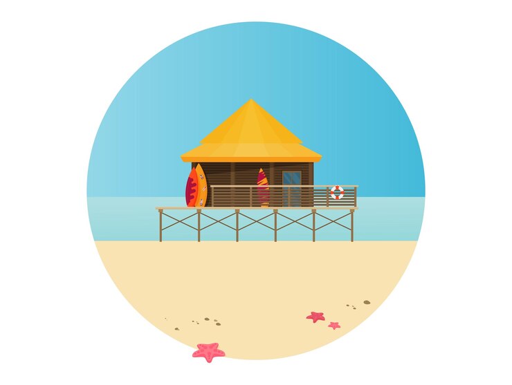 Vector summer holidays vector illustration flat bungalow