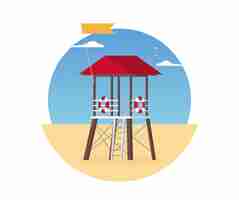 Vettore vacanze estive vector illustrationflat design spiaggia con auto e surf