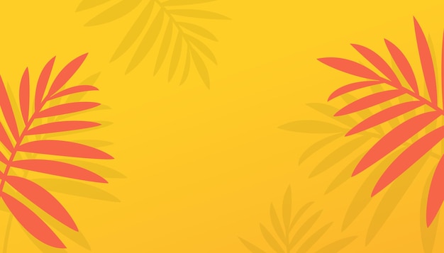 Vector summer horizontal background with  tropical leaves