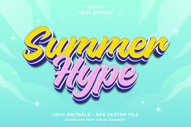 Summer hype 3d editable text effect