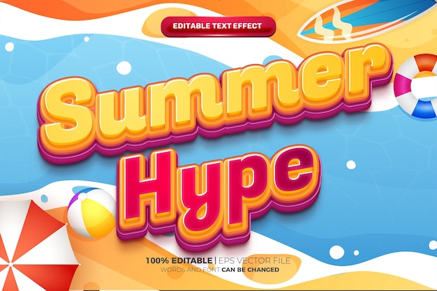 Редактируемый текстовый эффект Summer Hype 3d Style