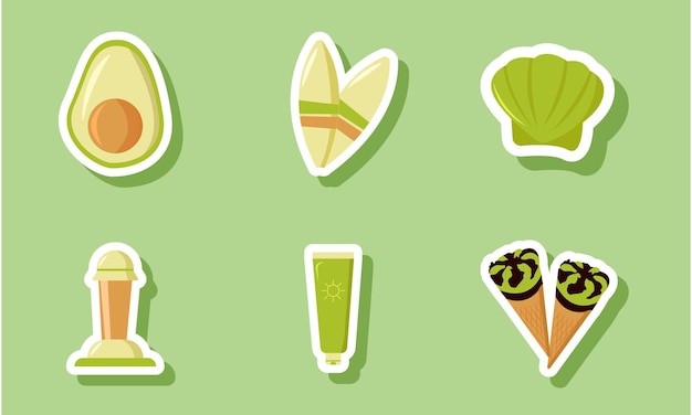 Vector summer icon set sticker