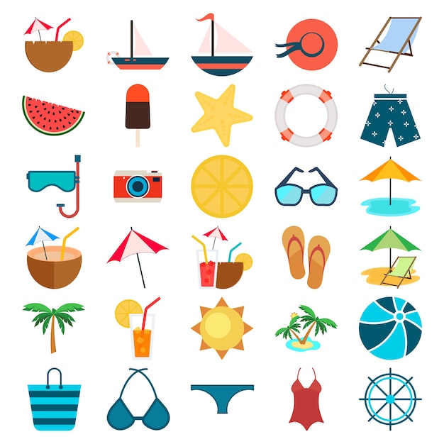 Vector summer icon set.