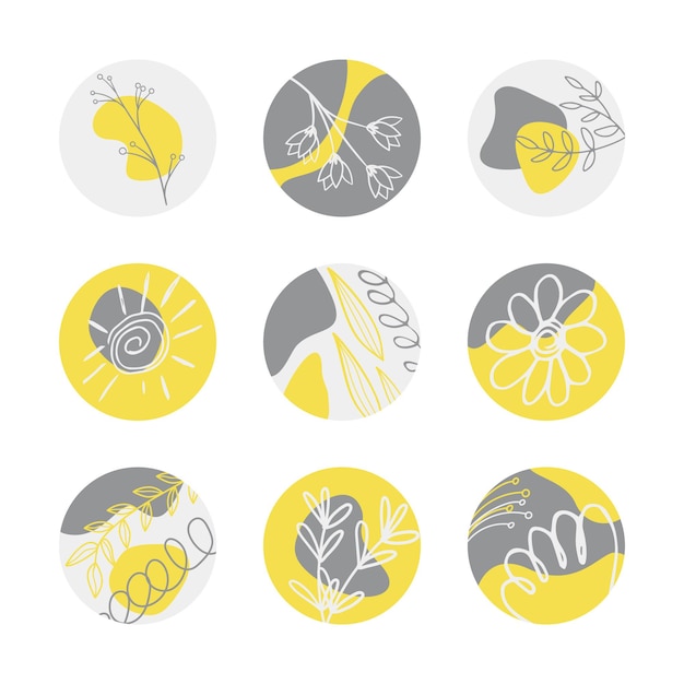 Vector summer icons for highlights stories