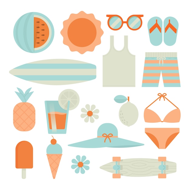 Vector summer icons illustration