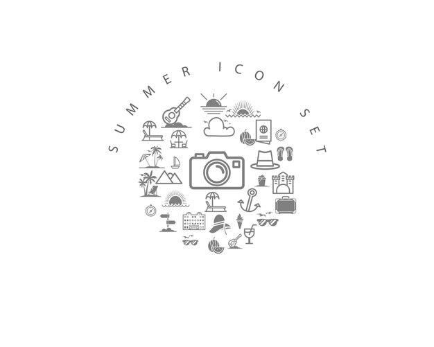 summer icons set design