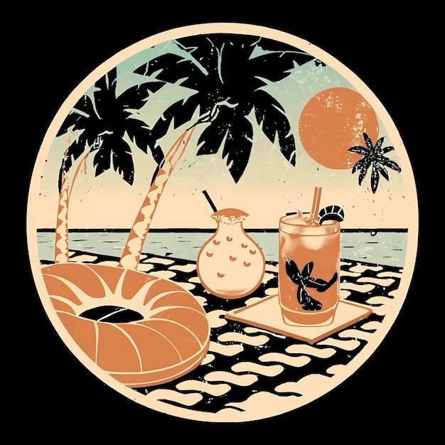 Summer illustration T shirt design