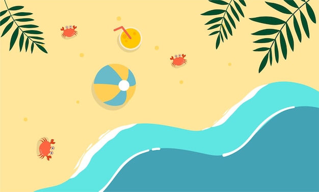 Vettore giorno di vettore dell'illustrazione di estate per lo sfondo dell'ora legale e lo sfondo della spiaggia tropicale delle vibrazioni estive