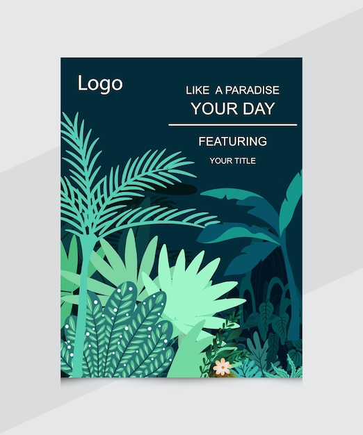 summer illustrations of tropical palm leaves poster, flyer design