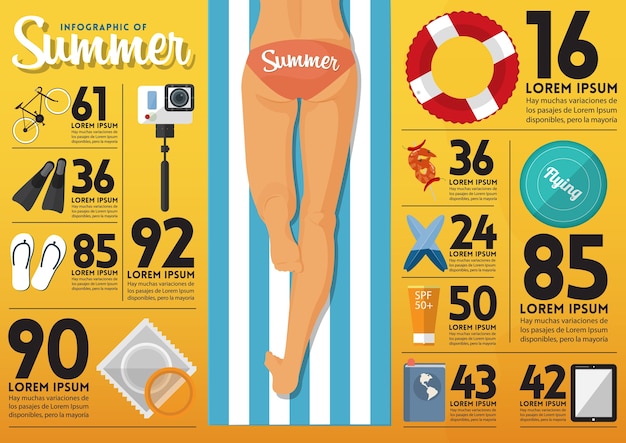 Vector summer infographic with travel icon in flat design