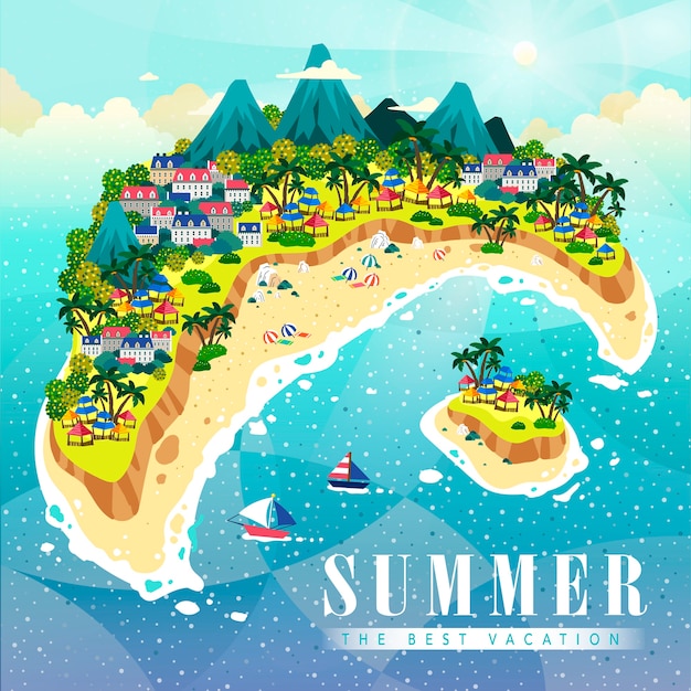 Vector summer island background