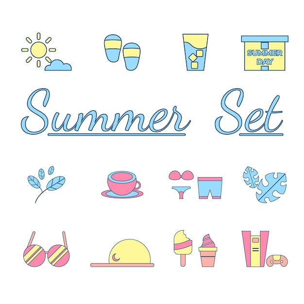 Summer item colorful art design