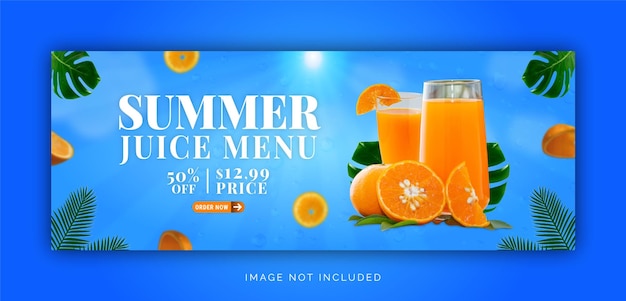 Vector summer juice menu ad concept social media banner instagram post template