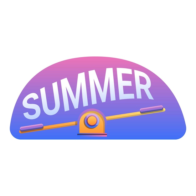 Summer kid seesaw bar logo cartoon of summer kid seesaw bar vector logo for web design isolated on white background