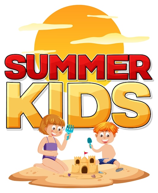 Summer kids text for banner or poster design