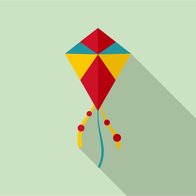 Икона летнего воздушного змея Плоская иллюстрация векторной иконы летнего летающего змея для веб-дизайна
