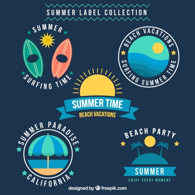 Vector summer label pack in flat design