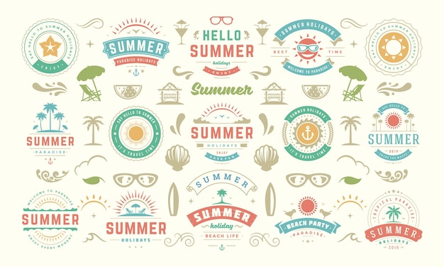 Vector summer labels and badges design set