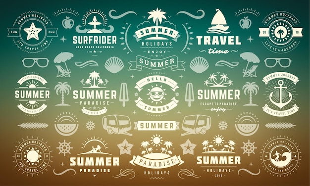 Summer labels and badges design set