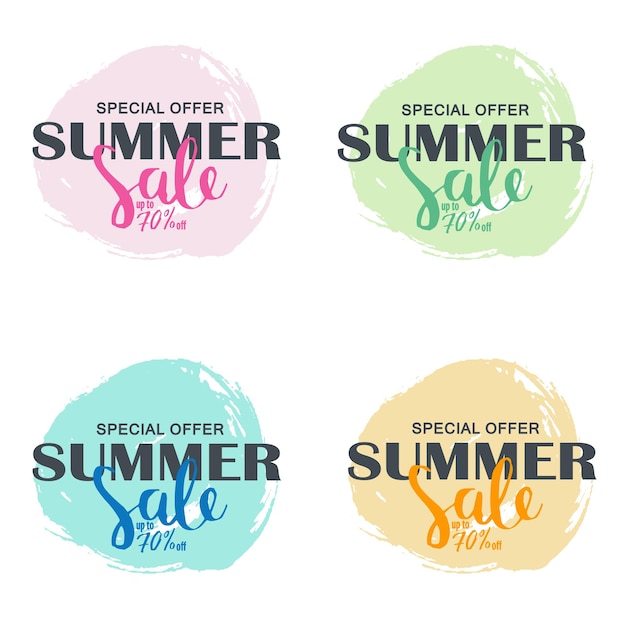 Vector summer labels, logos, hand drawn tags and elements set for summer holiday, travel, beach vacation, sun. vector illustration.