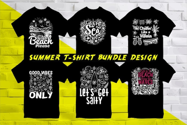 Vettore lettere estive bundle t-shirt t-shirt design vector illustrazione